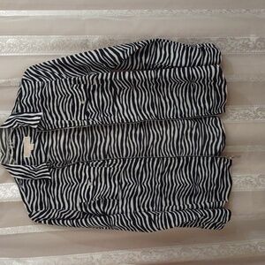 Michael Kors Zebra Print Zip Up Half Sleeve Blouse size M